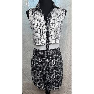 ELLIATT Sleeveless Two Piece Look Mini Shirt Dress Dropwaist Abstract‎ Print S